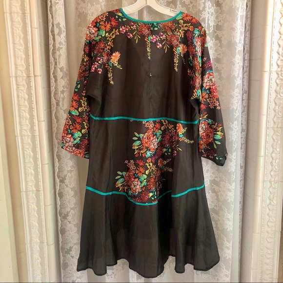 JOHNNY WAS * NWOT 100% Silk Asian/Kimono-Inspired Hi-Lo Dress Tunic - Picture 5 of 6